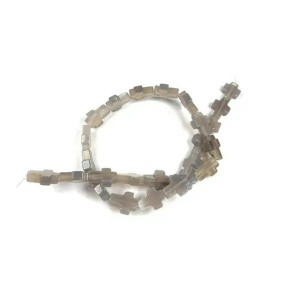 HOOUN Natural Stone Cross Shape Agates Loose Beads for Jewelry Making DIY Accessories -grey agate-12x16x5mm