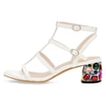 thumbnail image 2 of FSJ Women Double Buckle Open Square Toe Sandals Cross Strap Gemstone Mid Chunky Heels Fashion Work Evening Date Shoes Size 8 White, 2 of 3