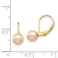 thumbnail image 3 of Finest Gold 14K Yellow Gold Madi K 6-7 mm Pink Round Freshwater Cultured Pearl Leverback Earrings, 3 of 3