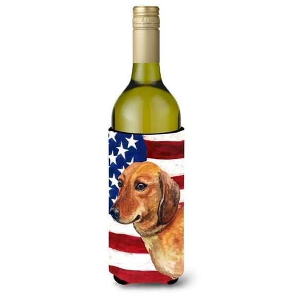 Dachshund Patriotic Wine Bottle Beverge Insulator Hugger