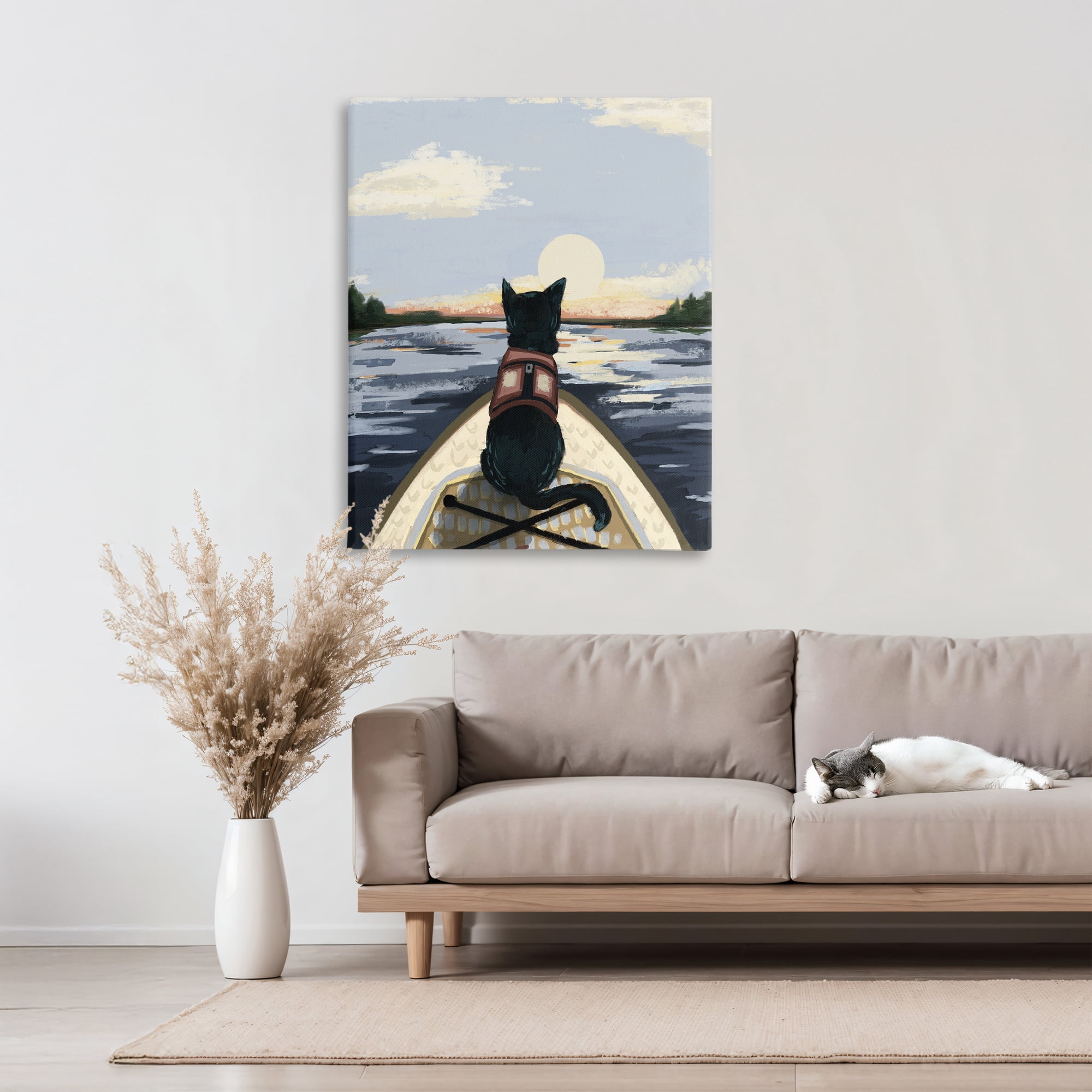 Stupell Industries Peaceful Cat Viewing Lake Canvas Wall Art, design by Denise Bartkus
