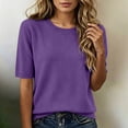 thumbnail image 1 of Active Tops Women Compression Shirt Long Sleeve Loose Fit Short Sleeve Women Ringer Tee Casual Workout Tops Women Summer T Shirts Shirts Women Raglan Shirts for Women Ladies Shirt Purple XXL, 1 of 3