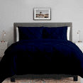 thumbnail image 2 of KOMFIT 800 Thread Count Pinch Pleated Duvet Cover set 100% Egyptian Cotton with Zipper Closure & Corner Ties 1 Duvet Cover & 4 Pillow Shams Navy Blue Solid , Eastern King Size (118x110), 2 of 6