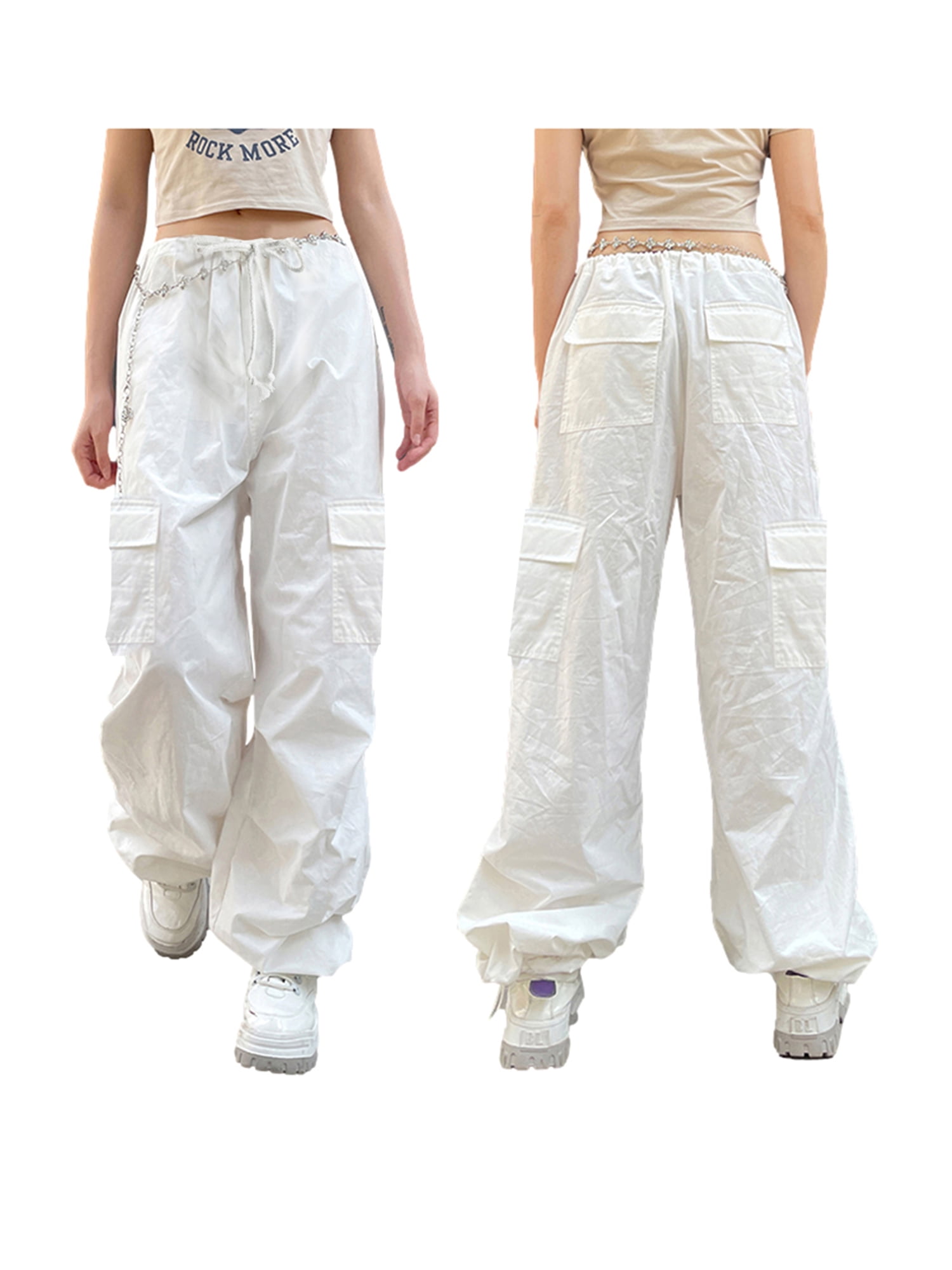 Mubineo Women's Spring Autumn Casual Cargo Pants Mid Waist Multi