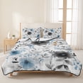 thumbnail image 3 of Quilts Twin XL Size Bedding Set, Blue Spring Floral Lightweight Quilted Comforter, Elegant Pastoral Flowers Farmhouse Art Soft Bedspread Coverlet with Pillow Covers for All Season, 68" x 98", 3 of 9