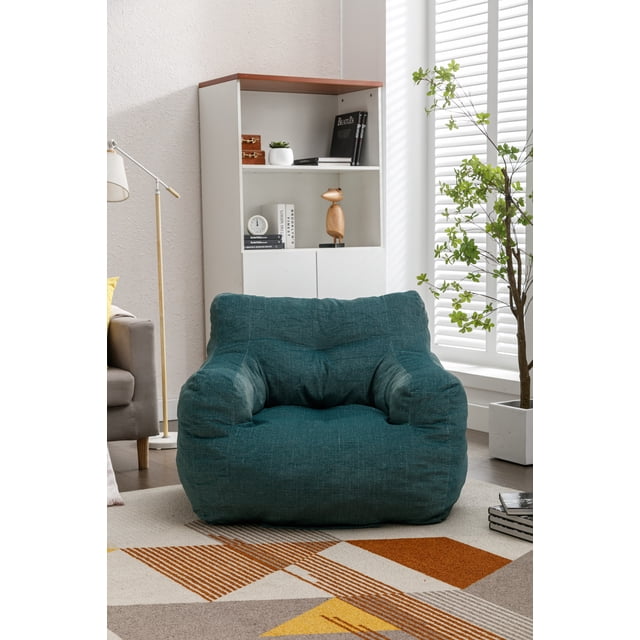 KOSSMAI Bean Bag Upholstered Tufted Linen Chair with Memory Foam for Living Room, Bed Room, Study Room