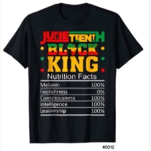 Juneteenth Holiday Celebration T- Shirt (Nutritional Facts Black King) #0012