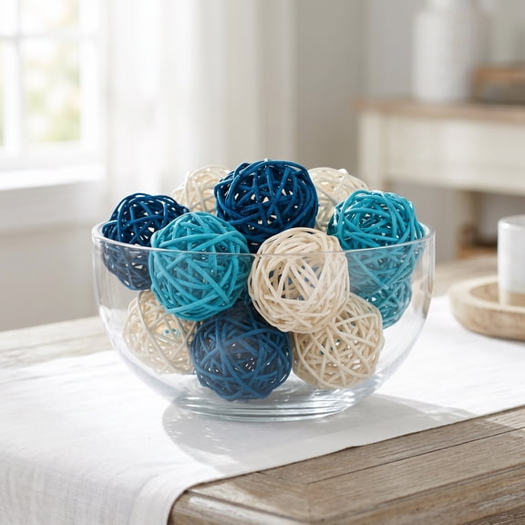 HOMEMAXS Rattan Decorative Balls for Decoration 15pcs Multi Wicker Orbs Vase Fillers Table Centerpiece Craft