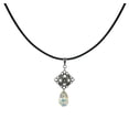 thumbnail image 2 of Color Choices Austrian Crystal Teardrop 18 Inch Leather Cord Vintage Style Necklace - Aurora Borealis (AB), 2 of 4