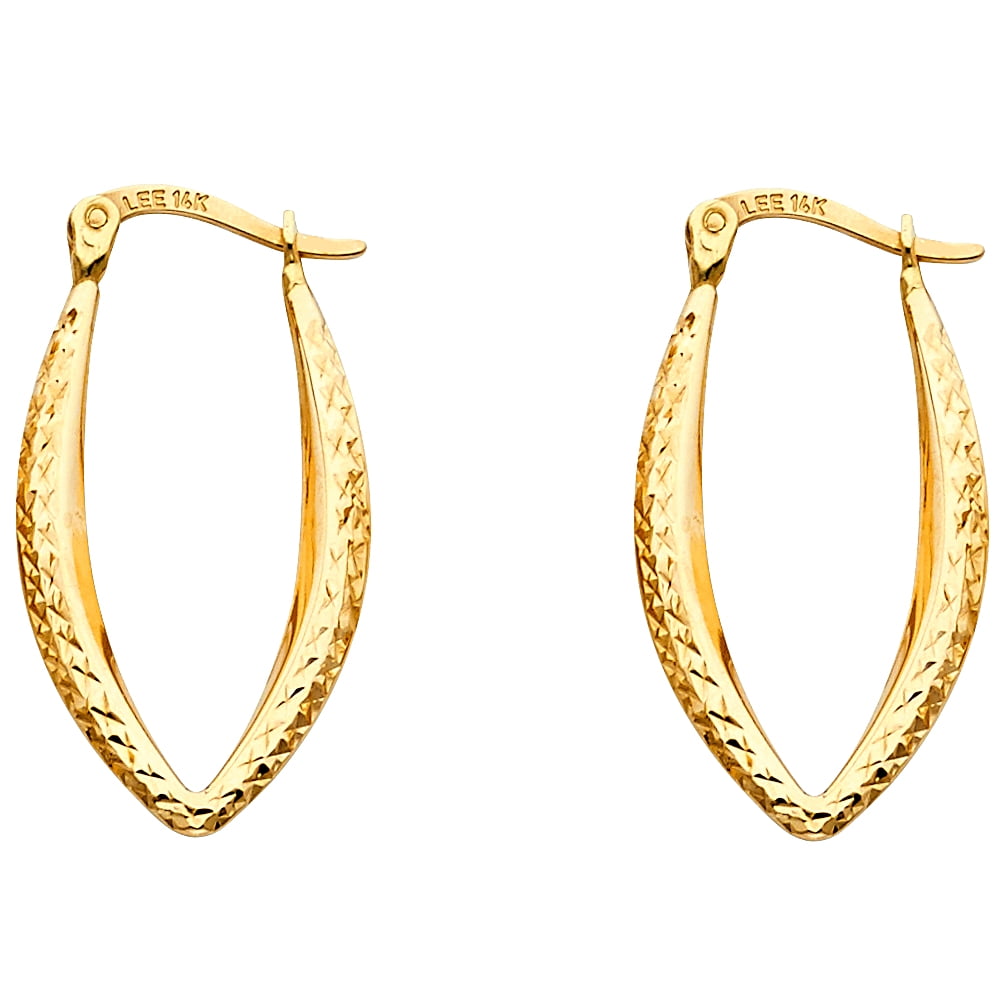 Teardrop Dangle Earrings Solid 14k Yellow Gold Hollow Fancy Polished Fashion Genuine 25 x 15 mm 