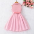 thumbnail image 4 of Floleo Robe Sans Manches pour Filles, Col à Revers, Couleur Unie, Boutonnée devant, Jupe à Nœud, Décontractée, Confortable, pour Tous les Jours, Robe de Fête (Rose, 4-5 Ans), 4 of 7