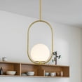 thumbnail image 5 of Gold Pendant Lights Fixture 5.9'' Globe Opal Glass Shade Mid Century Pendant Lighting For Kitchen Island Dining Room, 5 of 8