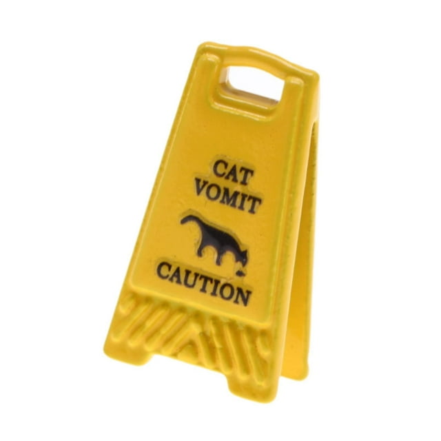 Siruishop Panneau d'Avertissement Miniature 1,5cmx2,5cm Article Décoratif Panneau de Précaution Jaune Modèle Vomi de Chat
