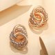thumbnail image 3 of Pendientes redondos yuxing con eslabones gruesos y trenzados para mujer y niña aretes de aro con nudo dorado, 3 of 4