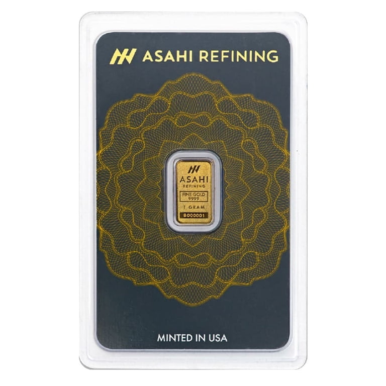 Asahi Refinery 1 Gram Gold Bar .9999 Fine, New in Assay