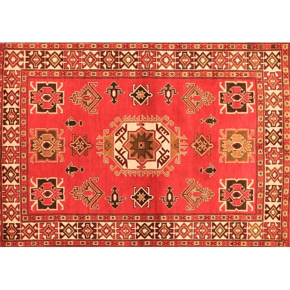 Ahgly Company Indoor Rectangle Geometric Orange Traditional Area Rugs, 8' x 10'