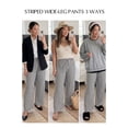 thumbnail image 5 of SHEWIN Womens Plus Size Pants Wide Leg Striped Palazzo Pants Elastic Waist Casual Lounge Trouser with Pockets 1X-5X, 5 of 8