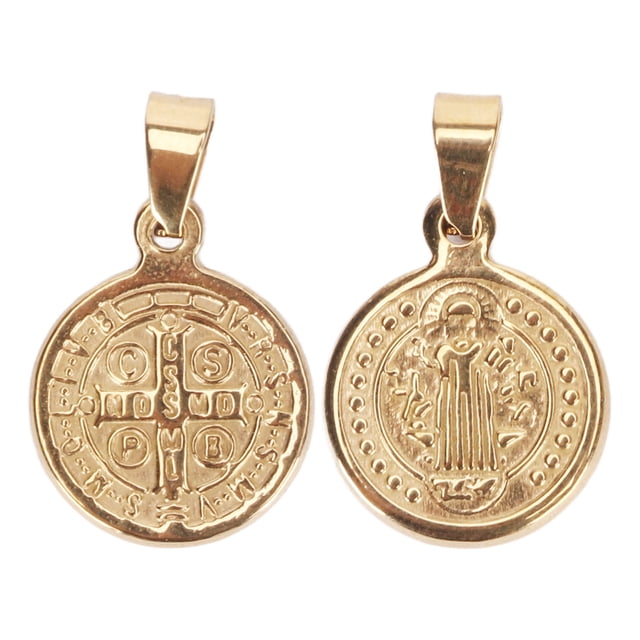 uds colgante de San Benito clásico de acero inoxidable redondo a prueba de herrumbre colgante de San Benito joyería para hombres y mujeres