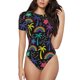 thumbnail image 1 of Fotbe Colorful Palms Body de Mujer con Cuello Redondo y Mangas Cortas, Sin Mangas Ajustado, Suave, Cómodo y Básico-Medium, 1 of 7