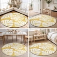thumbnail image 4 of Round Rugs 4Ft, Yellow Monstera Deliciosa Round Area Rug Washable Indoor Throw Carpet, Summer Botanical Tropical Soft Non Slip Circle Rug for Kitchen Nursery Room Home Decor Aesthetic, 4 of 8