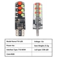 thumbnail image 2 of Bombilla LED RGB T10 w5w 12SMD COB canbus 194 168 para coche con control remoto, luz de lectura con flash/estroboscópico, luces de gálibo, estilo A, 2 of 5