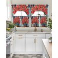 thumbnail image 4 of 4th of July Swag Curtains for Living Room/Bedroom Windows, Patriotic Red Poppy Flowers American Flag Kitchen Curtains and Valances Set 36 Inch Length, Light Filtering Swags Valance Curtain Panels, 4 of 5