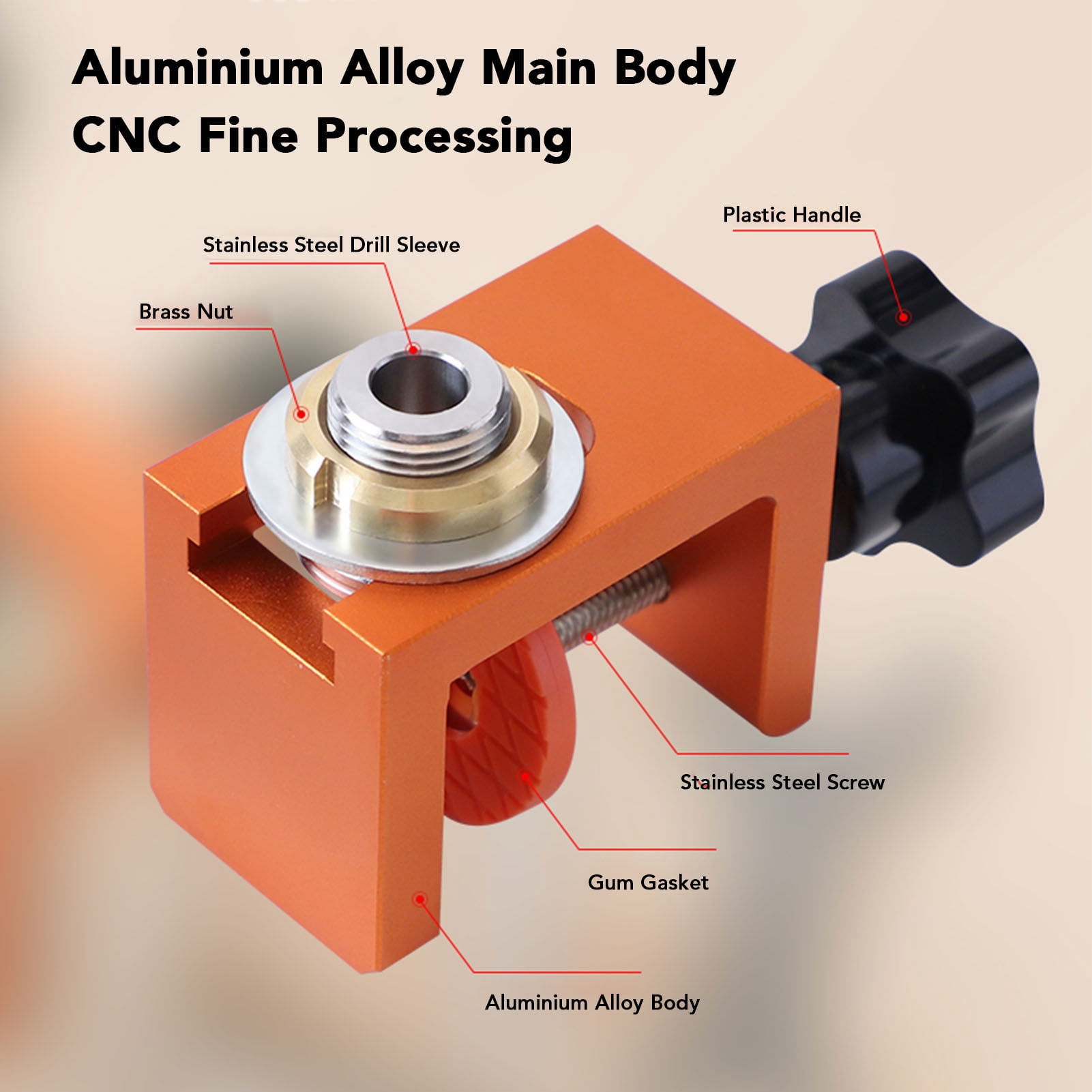 BOKYAN Pocket Hole Jig Aluminium Alloy 8mm 10mm 12mm Wood Dowel Drilling Template Drill Guide Puncher Locator Tool
