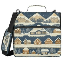 FORMRS Zipper Binder with Shoulder Strap 1.5-inch Ring 500 Sheet Capacity File Bag, Winter Village