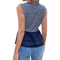 thumbnail image 3 of Summer Stripe Print Women Sleeveless Patchwork Slim Tank Tops Ruffle Vest, 3 of 6