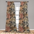 thumbnail image 2 of Tropical Window Curtains, Repetitive Overlapped Exotic Leaves Illustrations in Grunge Style, Lightweight Decor 2-Panel Set with Rod Pocket, Pair of - 28"x63", Cinnamon and Green Brown, by Ambesonne, 2 of 3