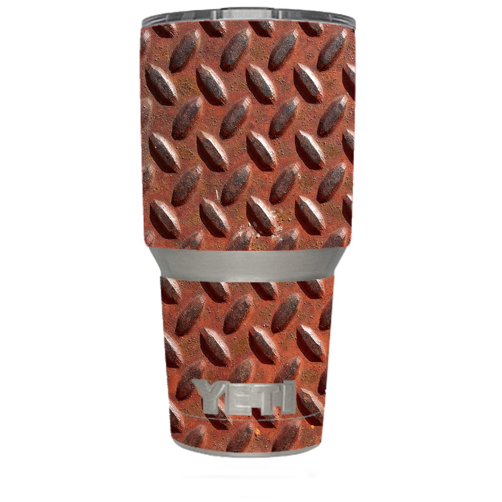 Skin Decal For Yeti 30 Oz Rambler Tumbler / Rusted Diamond Plate Metal