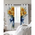 thumbnail image 4 of Yellow Spring Floral Blackout Curtains for Bedroom Living Room Darkening Curtains 54 Inch Long Blue Bow Knot Botanical Green Short Curtain for Small Window Treatment Grommet Drapes 42"x54"x2, 4 of 9