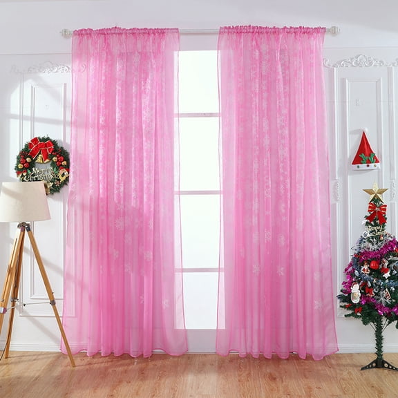 Pink Sheer Valance Faux Silk Bedroom Valance Curtains Sheer Light Filtering Rod Pocket Voile Curtain Valances for Living Room, 40 x 80 inches Long, Set of 2 Panels