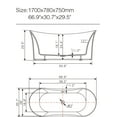 thumbnail image 5 of Vanity Art 67'" x 31" Freestanding Soaking Bathtub, 5 of 6