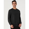 thumbnail image 3 of Sudadera de cuello redondo de color sólido de manga larga de ajuste regular básico informal para hombre M Negro, 3 of 6