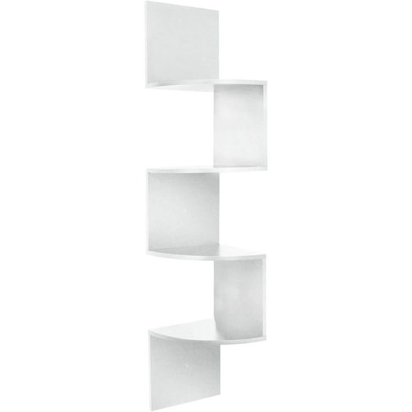 Provo – Étagère d'angle en bois blanc à quatre tablettes – H 57 po x L 12 po x P 12 po – Capacité maximale : 20 lb par étagère