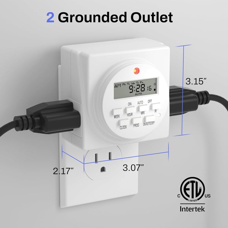 BN-LINK 7-Day Digital Programmable Timer, Dual Outlet photo 2