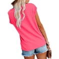 thumbnail image 3 of Solid Color Women Loose Short Sleeve Off Shoulder Shirt With Pocket, 3 of 3