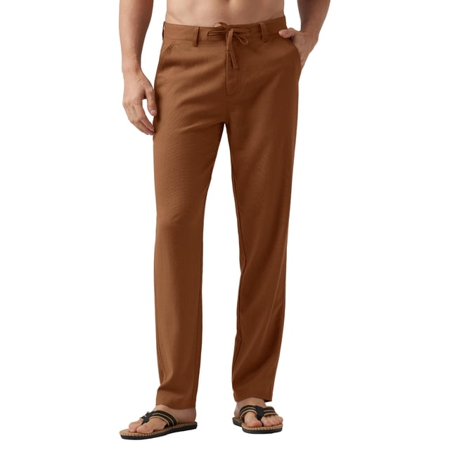 Vestido casual de playa Willit Linen Caramel para hombre, 31 de ancho x 32 de largo
