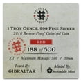 thumbnail image 4 of 2018 Gibraltar 1 oz Silver Royal Arms of England Proof (Red), 4 of 4