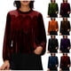 thumbnail image 1 of RKSTN Women's Velvet Long Sleeve Shirts Oversized Crewneck Elegant Velvets Trim Lace T Shirt Pullover Top Womens Casual Solid Plus Size Round Neck Loose Comfy Tee Shirt Velour Holiday Party Blouses, 1 of 10
