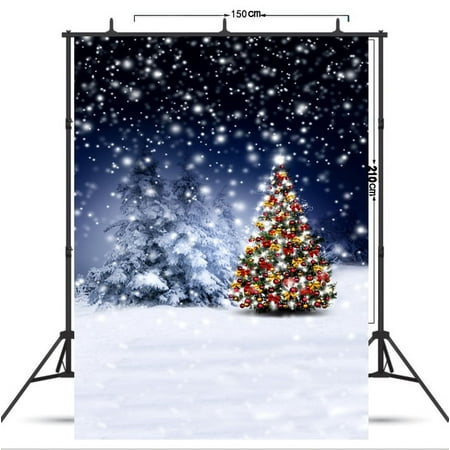 Image of 5x7ft Winter Snow Christmas Xmas Tree Photography Backdrop Photo Background Props