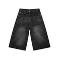 thumbnail image 7 of LMOIPLI Mens Baggy Denim Capri Pants Wide Leg Cropped Jeans Loose Fit Classic Washed Denim Stylish Casual Streetwear Trousers for Daily Outdoor Activities Black XXL, 7 of 7