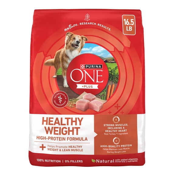 Purina One  Plus Dry Dog Food High Protein Healthy Weight, Real Turkey 16.5 lb Bag