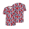 thumbnail image 3 of Daiia Palm Tree Pattern on Red Mens Baseball Jersey Button Down Shirts Short Sleeve Sports Uniforms-3X-Large, 3 of 9