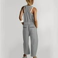 thumbnail image 5 of gakvbuo Sports Jumpsuit for Women's Summer Sleeveless High Waist Jumpsuits crew Neck Button up Wide Leg Pants Rompers with Pocket Onesie Pants, 5 of 7