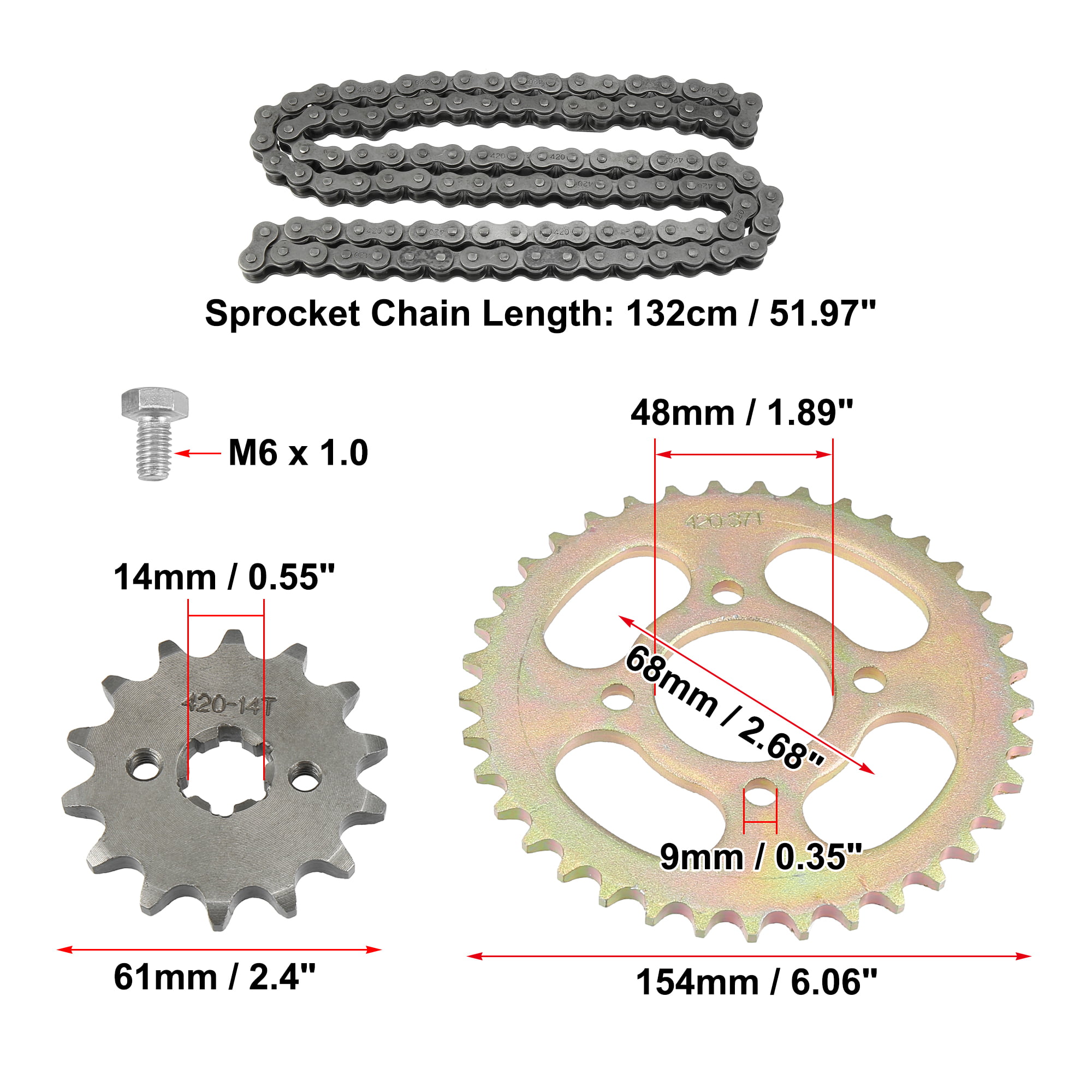 Motoforti 1 Set 37 Teeth 428 Chain Rear Sprocket 14 Tooth Front Engine Sprocket 420 Chain 102 Link for Motorcycle 50 70 90 110 125CC Dirt Bike ATV 