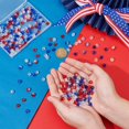 thumbnail image 3 of 270pcs 8mm Red White Blue Beads for 4th of July 9 Styles Glass Crackle Beads Faceted Bead Patriotic Bead for Independence Day Bracelet Necklace Jewelry Making Baseball Necklace, 3 of 6