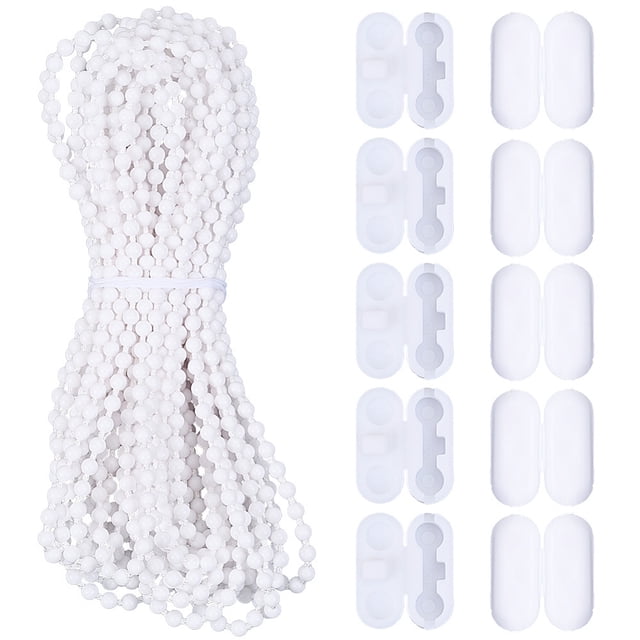 Accessoire de Rideau Incluant Chaîne à Rouleau en Plastique et Chaîne à Billes pour Stores à Rouleau Blanc 4,5 mm