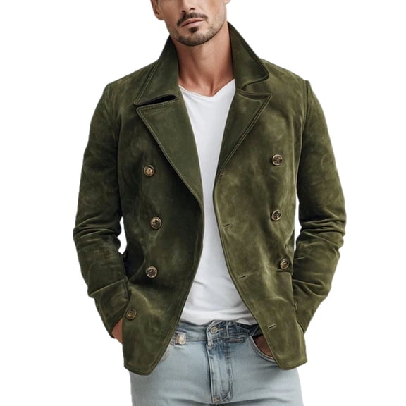 DayScoop Mens Winter Jackets Fashion Outerwear Casual Fall Long Sleeve Solid Outwear Double Breasted Outer Tops